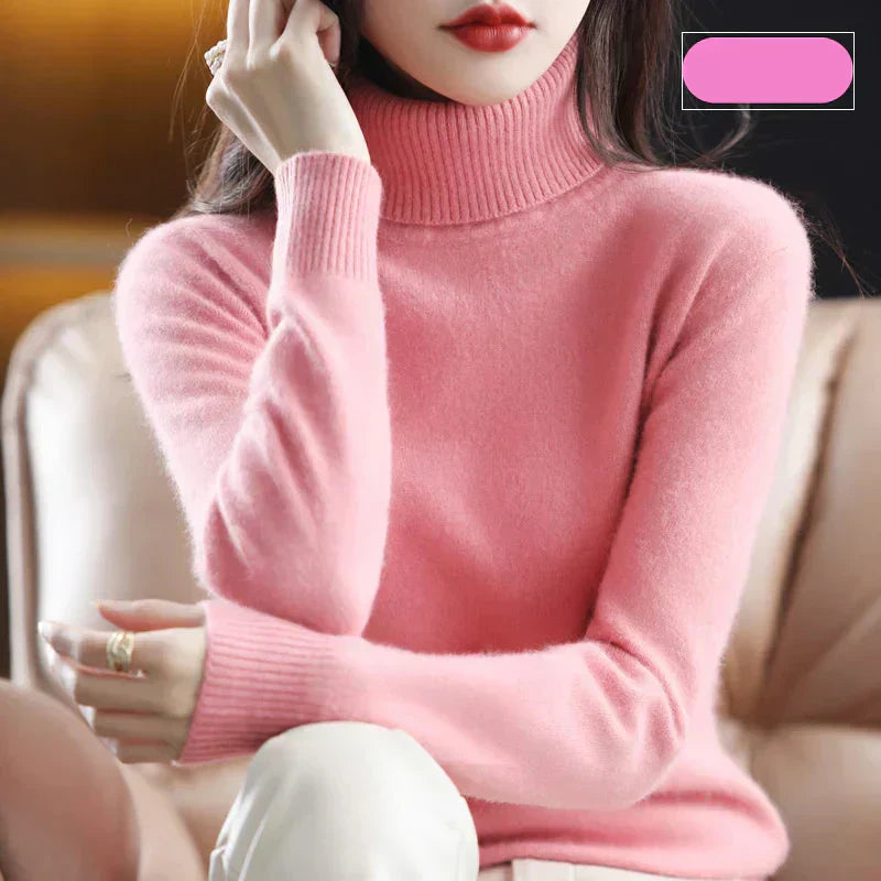 Emma High Neck 100% Cashmere Sweater Lightweight Soft Knit Pullover for Autumn Winter