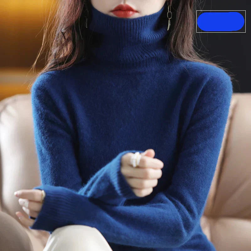 Emma High Neck 100% Cashmere Sweater Lightweight Soft Knit Pullover for Autumn Winter