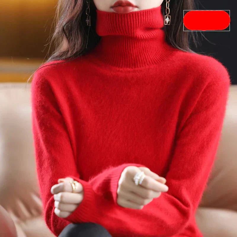 Emma High Neck 100% Cashmere Sweater Lightweight Soft Knit Pullover for Autumn Winter