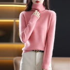 Emma High Neck 100% Cashmere Sweater Lightweight Soft Knit Pullover for Autumn Winter