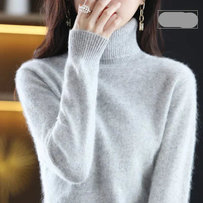 Emma High Neck 100% Cashmere Sweater Lightweight Soft Knit Pullover for Autumn Winter