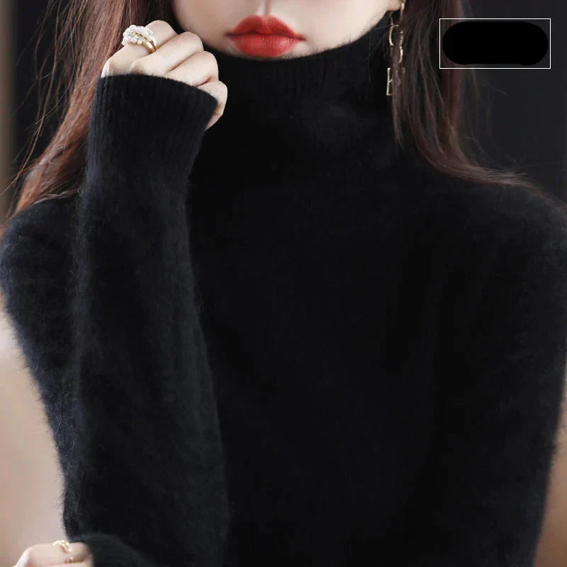 Emma High Neck 100% Cashmere Sweater Lightweight Soft Knit Pullover for Autumn Winter