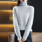 Emma High Neck 100% Cashmere Sweater Lightweight Soft Knit Pullover for Autumn Winter