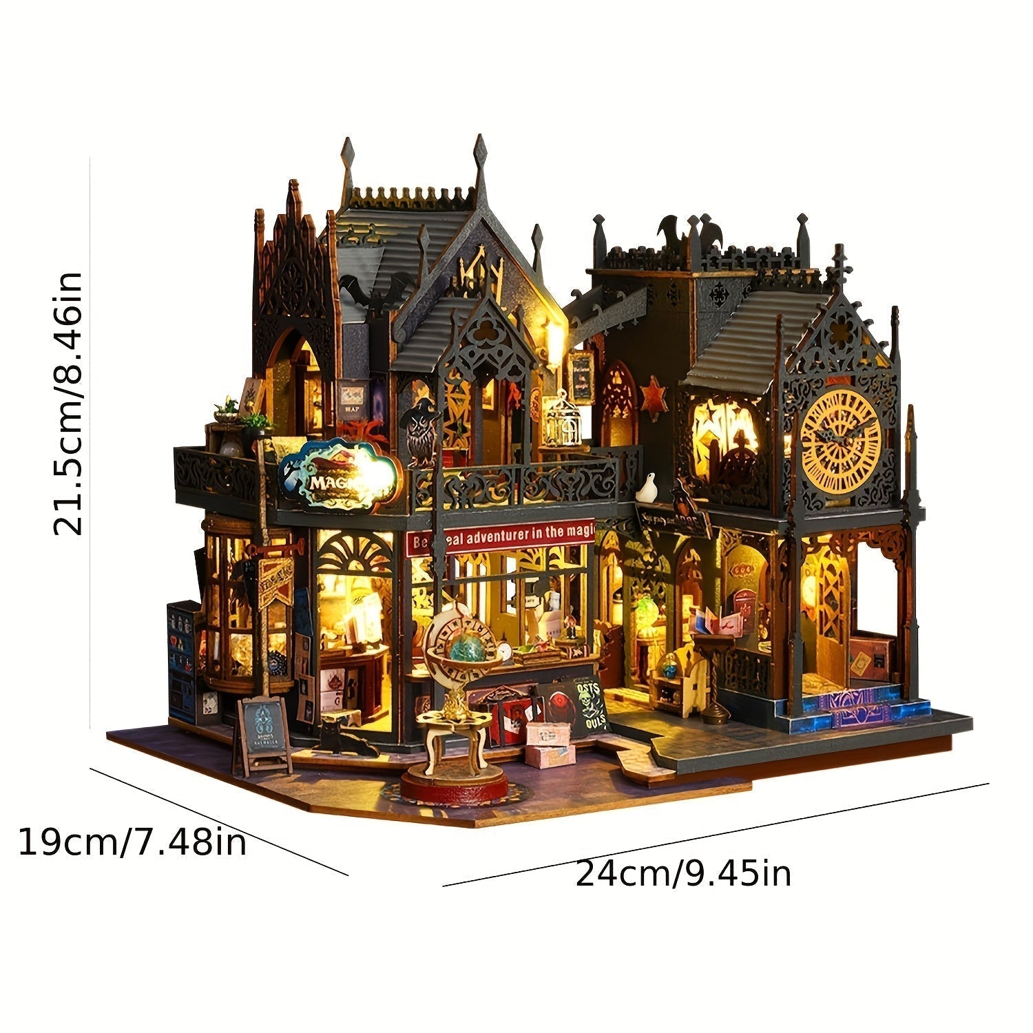 3D Wooden Book Nook Puzzle with LED Lights Decorative Book Stand and Display Piece