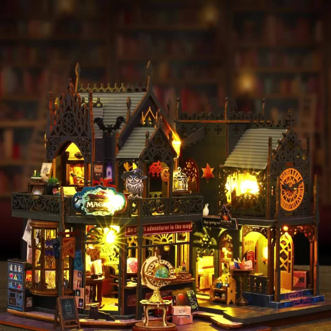 3D Wooden Book Nook Puzzle with LED Lights Decorative Book Stand and Display Piece