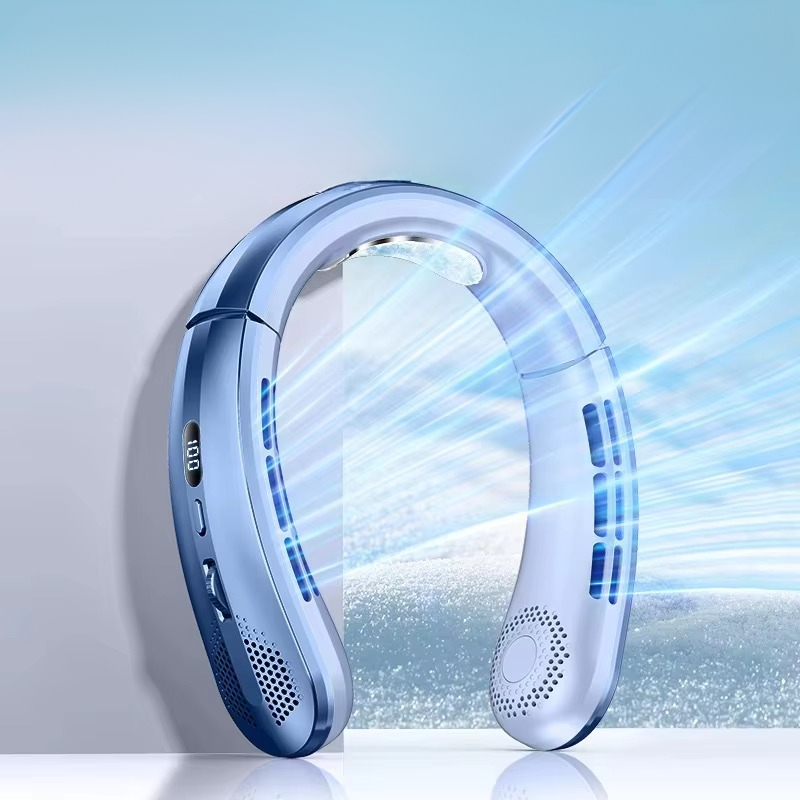 Portable Neck Air Conditioner Cooling Fan Rechargeable Leafless Personal Wearable Fan