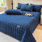 Soft Plush Square-Textured Bedspread Throw Blanket 79x90 Inches Multiple Colors