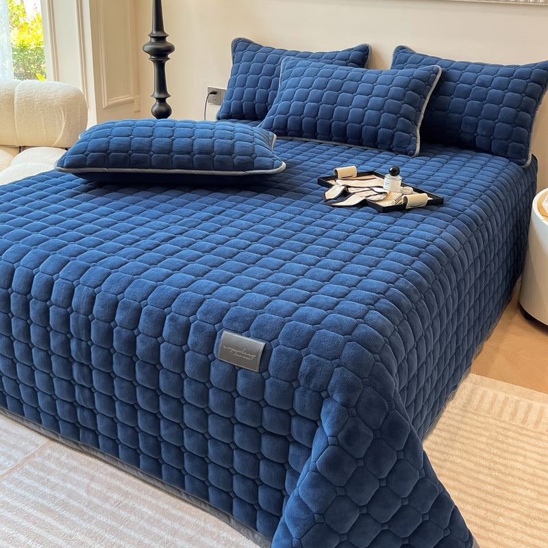 Soft Plush Square-Textured Bedspread Throw Blanket 79x90 Inches Multiple Colors