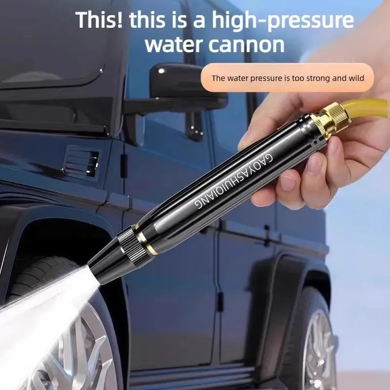 Garden Hose Power Nozzle Stainless Steel Dual Spray Jet and Fan Water Hose Attachment