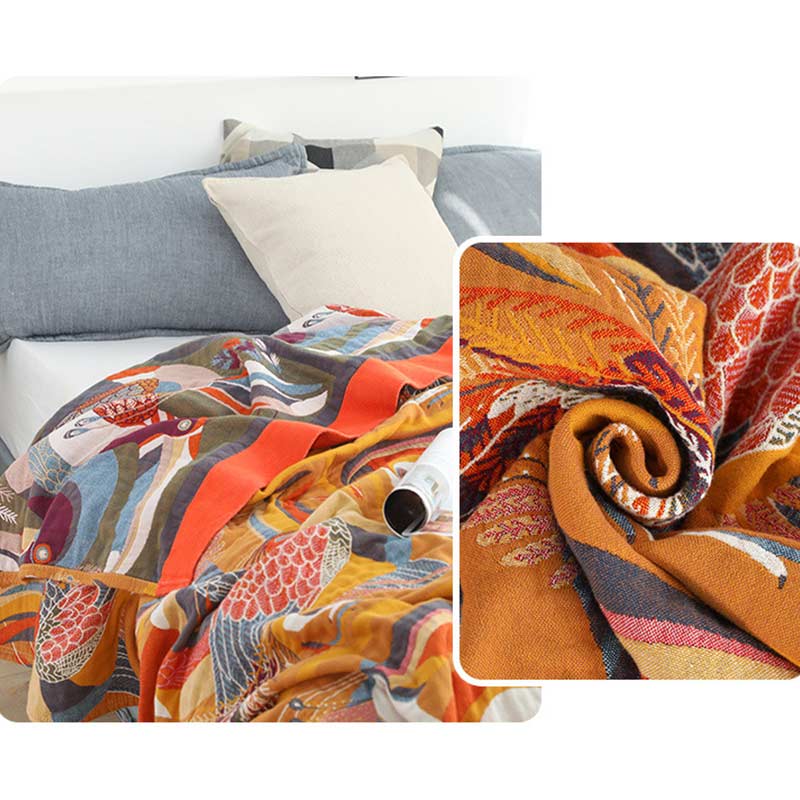 Reversible Organic Cotton Quilt with Toucan Bird Pattern Soft Breathable Eco-Friendly