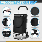 Foldable 40L Shopping Trolley Cart with Removable Bag and Cooling Compartment Black