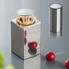Stainless Steel Toothpick Holder Automatic Push-Open Compact Hygienic Toothpick Dispenser
