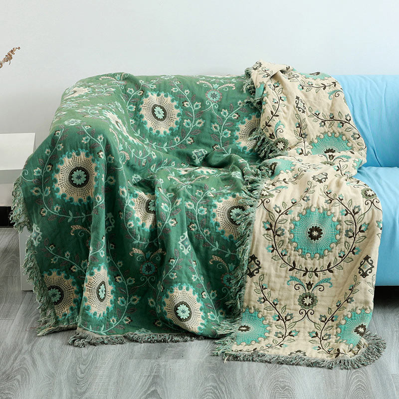 Reversible Cotton Sofa Cover Blanket Soft Durable Couch Throw Machine Washable Multiple Sizes