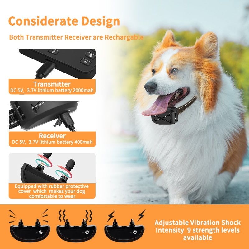 Wireless Dog Fence Collar with Adjustable Boundary and Training Modes Waterproof Receiver Multi-Dog Support