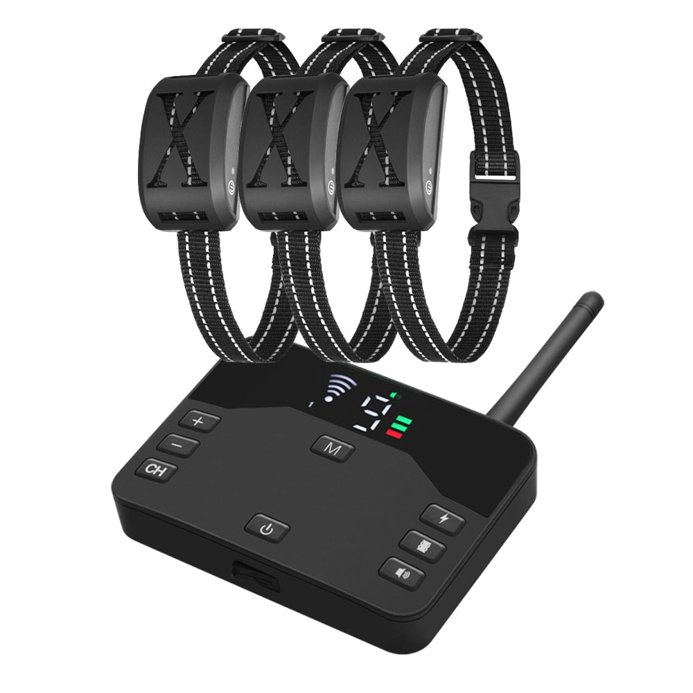 Wireless Dog Fence Collar with Adjustable Boundary and Training Modes Waterproof Receiver Multi-Dog Support