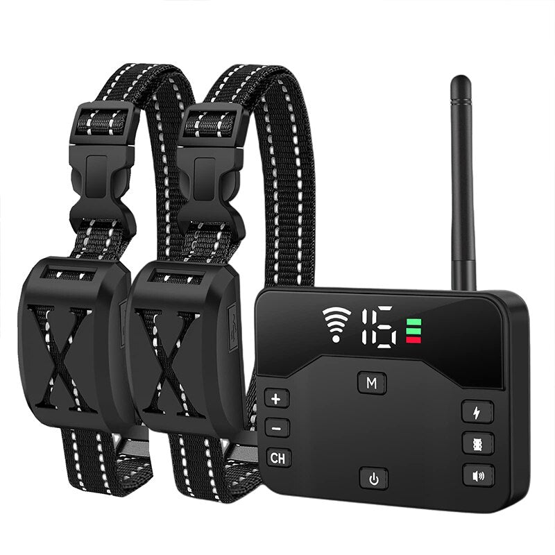Wireless Dog Fence Collar with Adjustable Boundary and Training Modes Waterproof Receiver Multi-Dog Support
