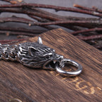 Fenrir Viking Bracelet Stainless Steel Silver Nordic Mythology Adjustable 19-23 cm