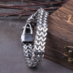 Fenrir Viking Bracelet Stainless Steel Silver Nordic Mythology Adjustable 19-23 cm