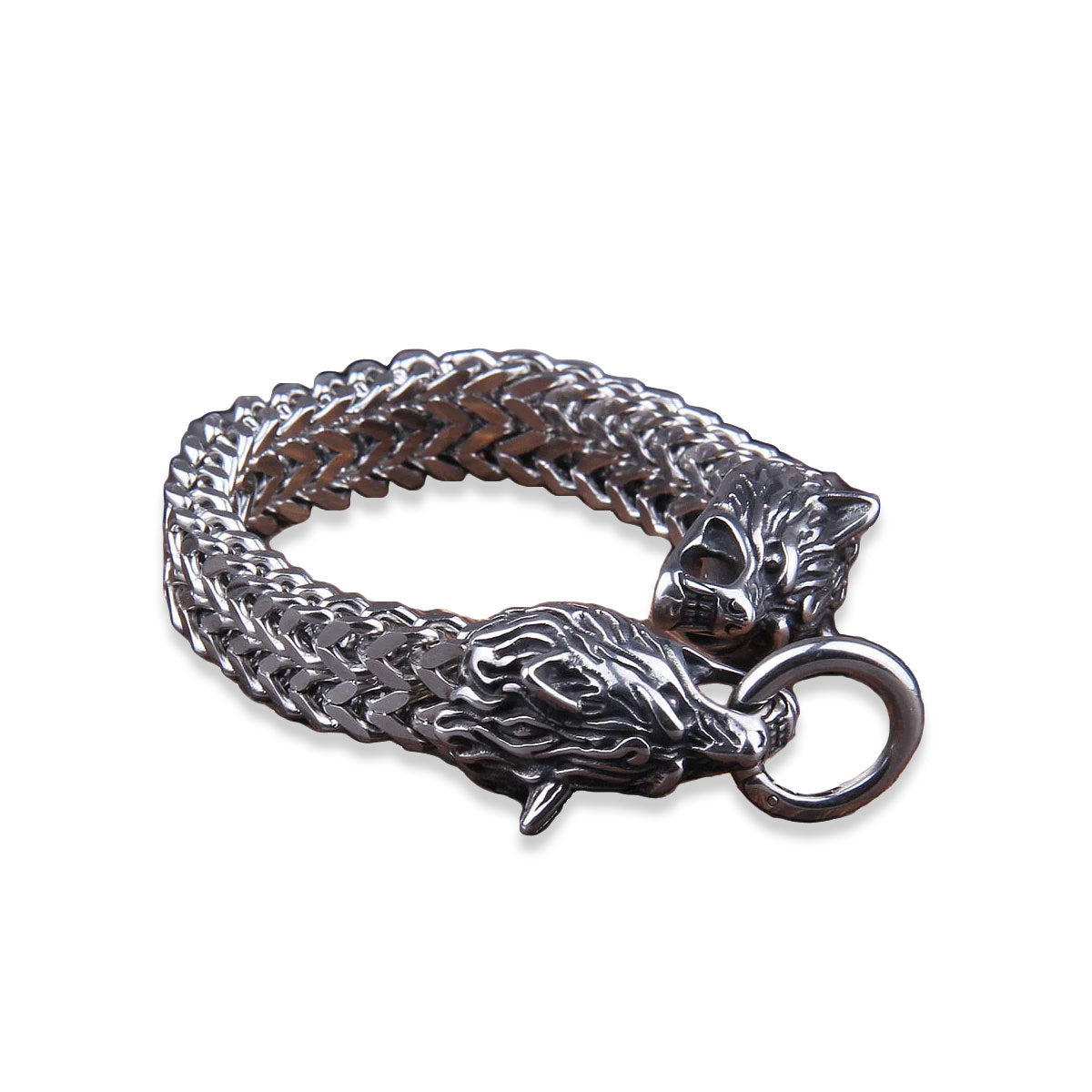 Fenrir Viking Bracelet Stainless Steel Silver Nordic Mythology Adjustable 19-23 cm