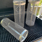 FlameGuard Pro Stainless Steel Grill Basket Double Pack Non-Slip Even Heat Distribution