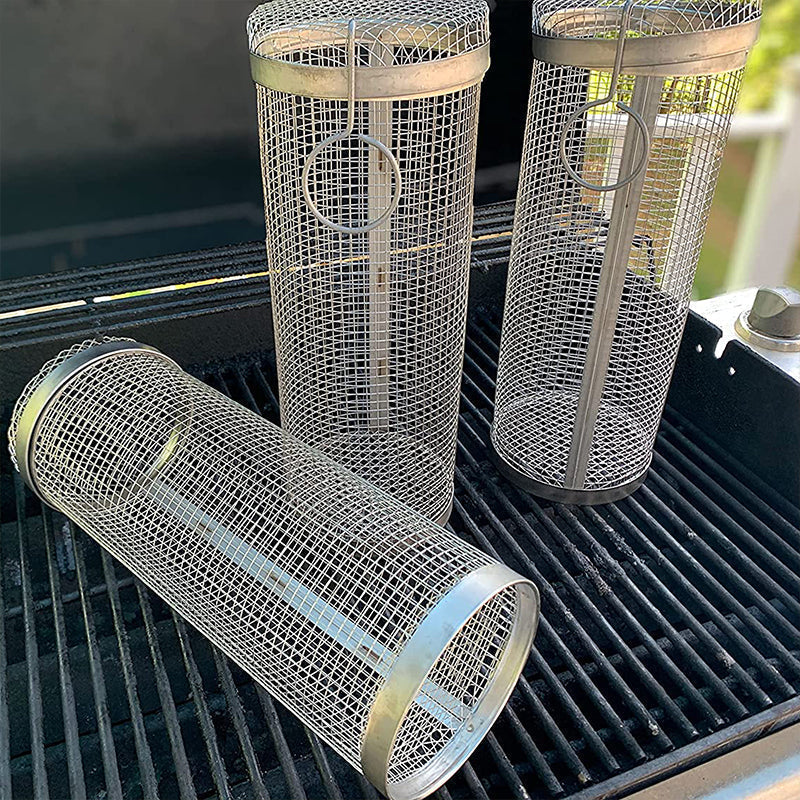 FlameGuard Pro Stainless Steel Grill Basket Double Pack Non-Slip Even Heat Distribution