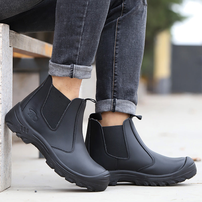 Orthopedic Work Ankle Boots Leather Safety Shoes Puncture Resistant Toe Cap Comfortable