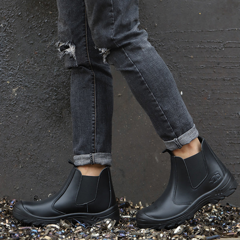 Orthopedic Work Ankle Boots Leather Safety Shoes Puncture Resistant Toe Cap Comfortable