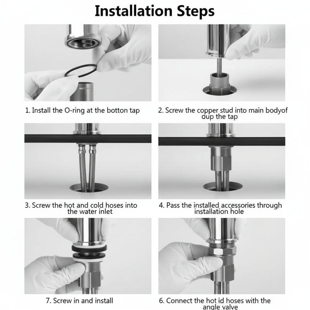 Flexible 360° Swiveling Faucet Extension with Spray Nozzle Stainless Steel 20cm Height 36.3cm Reach
