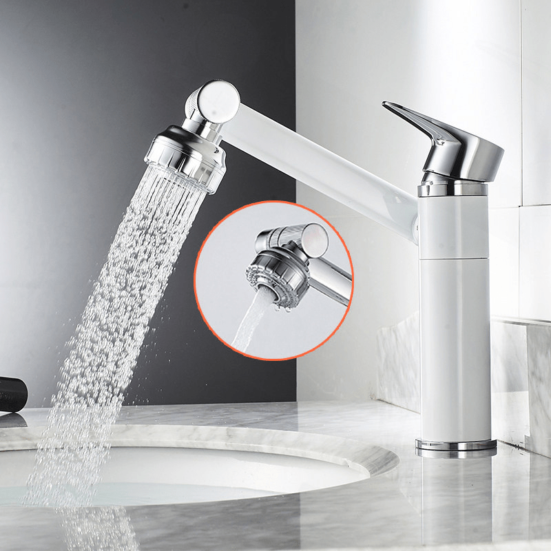 Flexible 360° Swiveling Faucet Extension with Spray Nozzle Stainless Steel 20cm Height 36.3cm Reach