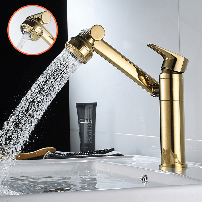 Flexible 360° Swiveling Faucet Extension with Spray Nozzle Stainless Steel 20cm Height 36.3cm Reach