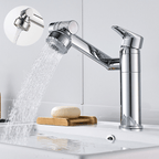 Flexible 360° Swiveling Faucet Extension with Spray Nozzle Stainless Steel 20cm Height 36.3cm Reach