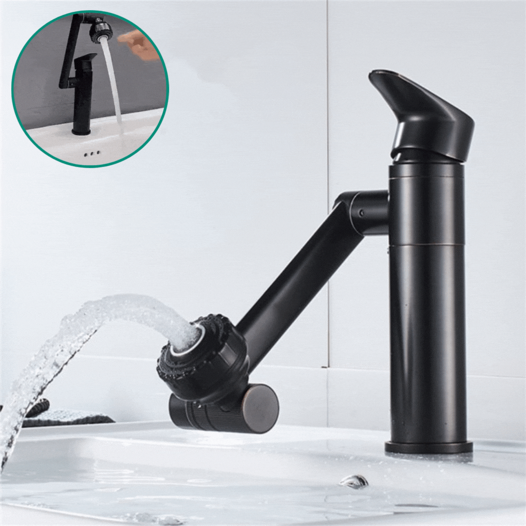 Flexible 360° Swiveling Faucet Extension with Spray Nozzle Stainless Steel 20cm Height 36.3cm Reach