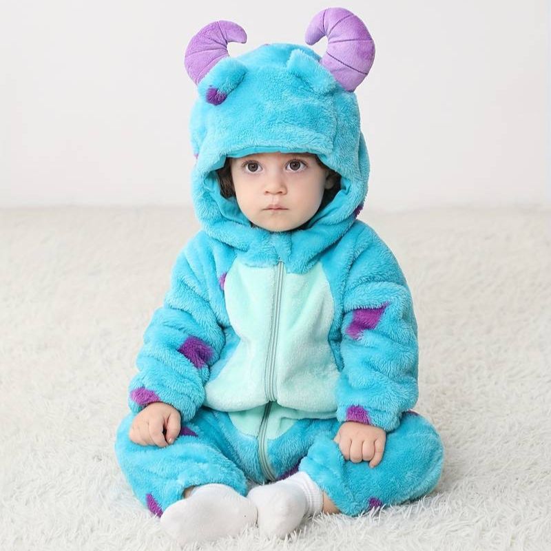 Fluffibear Baby Animal Overall Soft Cotton Fluffy Lining Zipper Access Sizes 0-4 Years