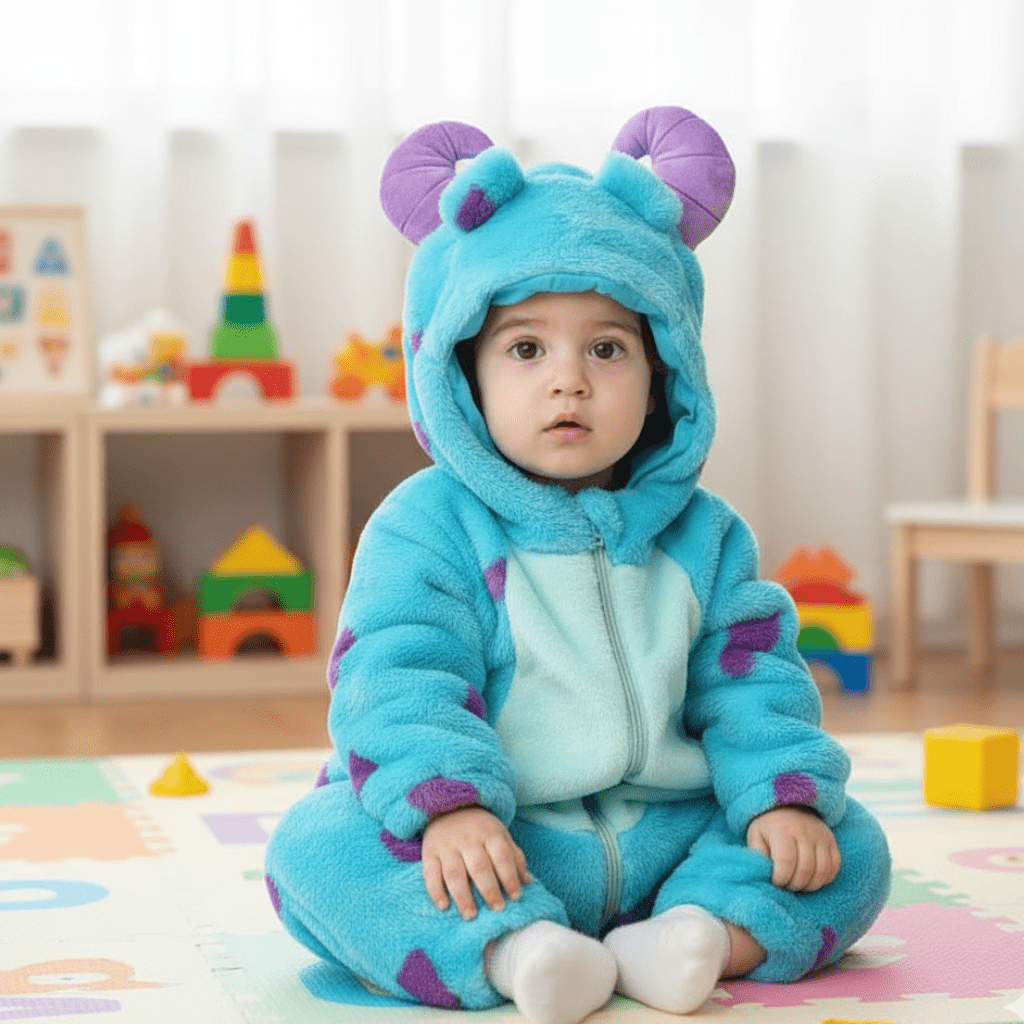Fluffibear Baby Animal Overall Soft Cotton Fluffy Lining Zipper Access Sizes 0-4 Years