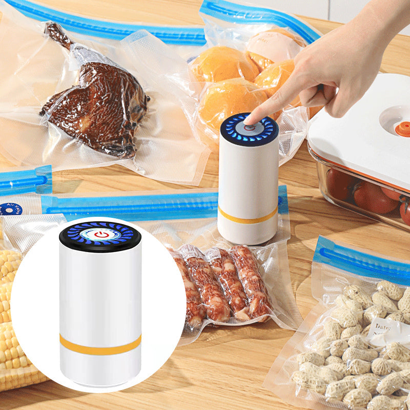 Vacuum Sealer with USB Charging and 20 Zipper Bags Compact Portable Food Storage Kit