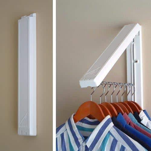 Foldable Wall-Mounted Clothes Rack Plastic and Steel Space-Saving Laundry Hanger 32.5x30 cm