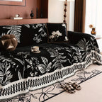 Floral Chenille Sofa Cover Botanical Design Soft Durable Slipcover for Armchairs Loveseats Sectionals