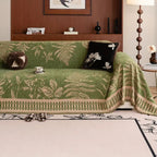 Floral Chenille Sofa Cover Botanical Design Soft Durable Slipcover for Armchairs Loveseats Sectionals