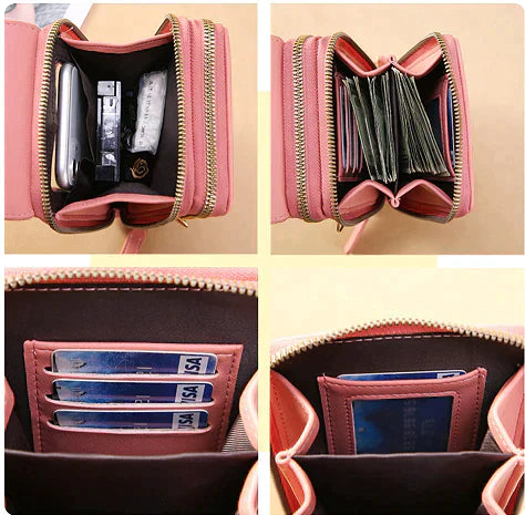 Anti-Theft Leather Crossbody Bag with RFID Protection and Touchscreen Phone Compartment Compact Shoulder Bag for Women