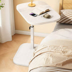 Adjustable Height Side Table with Wood Top and Metal Frame Compact Accent Table