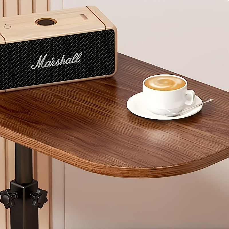 Adjustable Height Side Table with Wood Top and Metal Frame Compact Accent Table