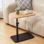 Adjustable Height Side Table with Wood Top and Metal Frame Compact Accent Table