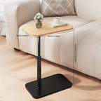 Adjustable Height Side Table with Wood Top and Metal Frame Compact Accent Table