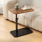 Adjustable Height Side Table with Wood Top and Metal Frame Compact Accent Table