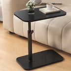 Adjustable Height Side Table with Wood Top and Metal Frame Compact Accent Table