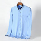 Men's Long-Sleeve Dress Shirt Cotton Blend Stretch Fabric Turned-Down Collar Gentleform