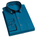 Men's Long-Sleeve Dress Shirt Cotton Blend Stretch Fabric Turned-Down Collar Gentleform