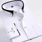 Men's Long-Sleeve Dress Shirt Cotton Blend Stretch Fabric Turned-Down Collar Gentleform