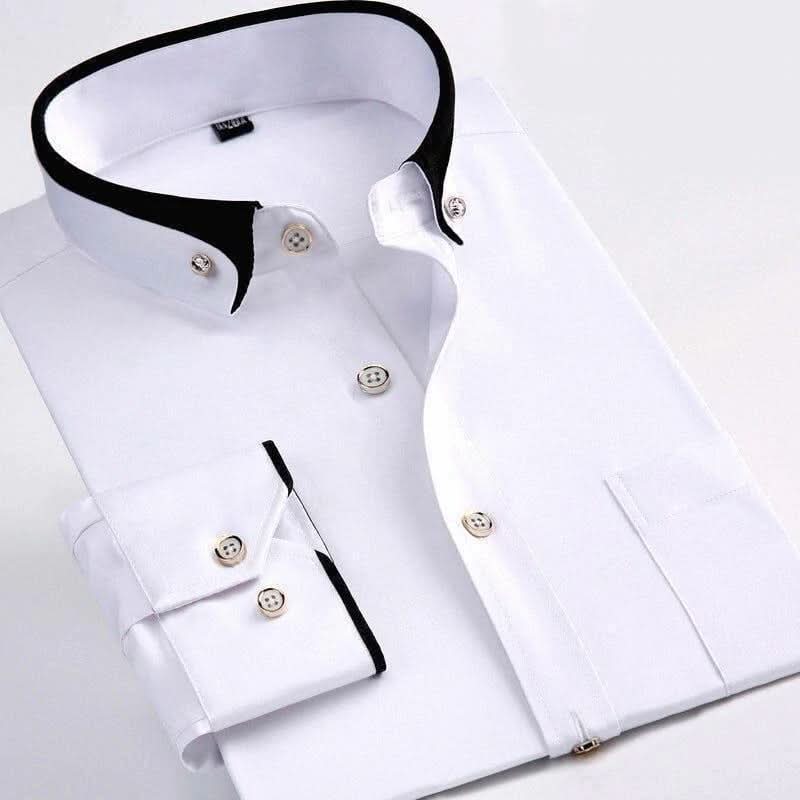 Men's Long-Sleeve Dress Shirt Cotton Blend Stretch Fabric Turned-Down Collar Gentleform