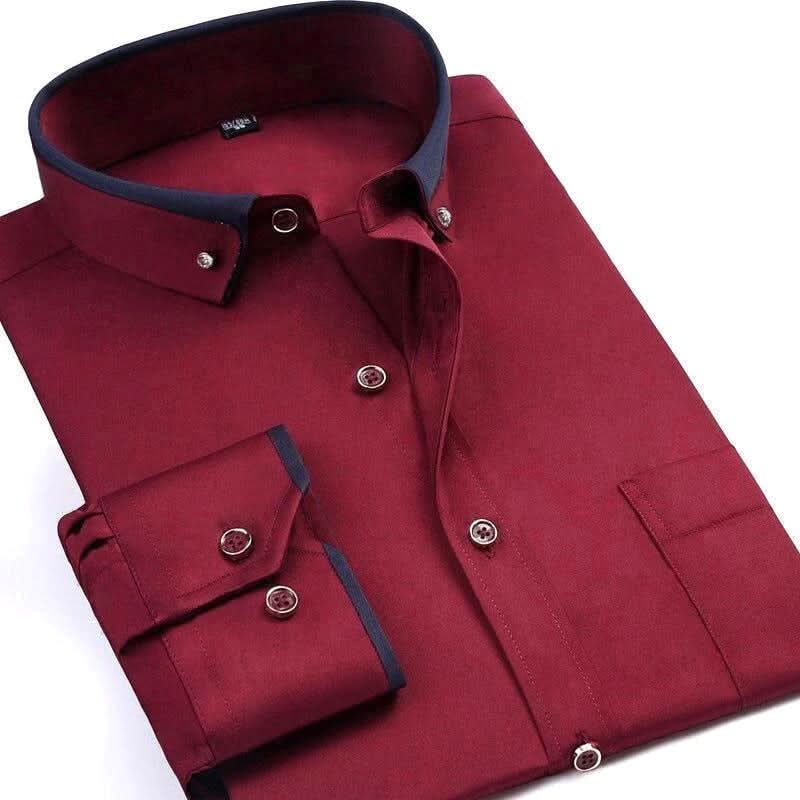 Men's Long-Sleeve Dress Shirt Cotton Blend Stretch Fabric Turned-Down Collar Gentleform